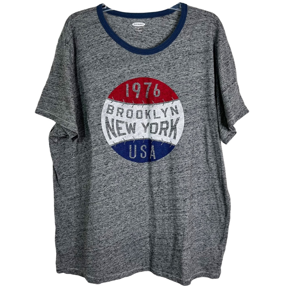 Old Navy Soft Wash Brooklyn NY 1976 Short Sleeve Crewneck Ringer T-Shirt Men XXL